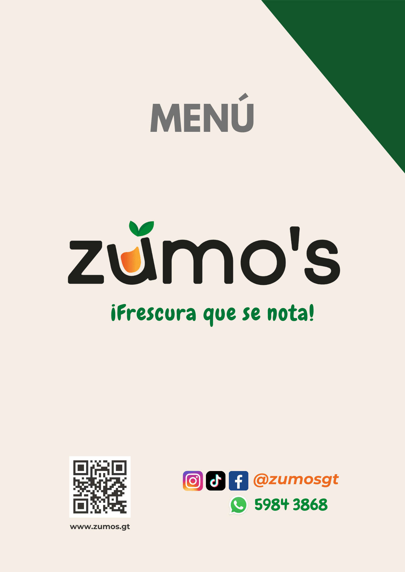 Menú de jugos naturales de Zumo's Guatemala - Página 1