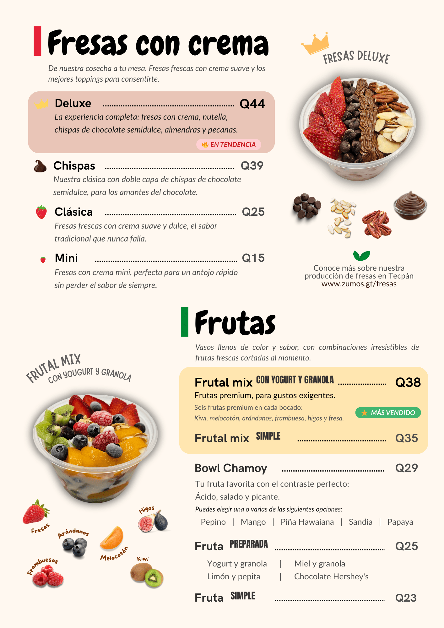 Menú de smoothies y batidos de Zumo's - Página 2