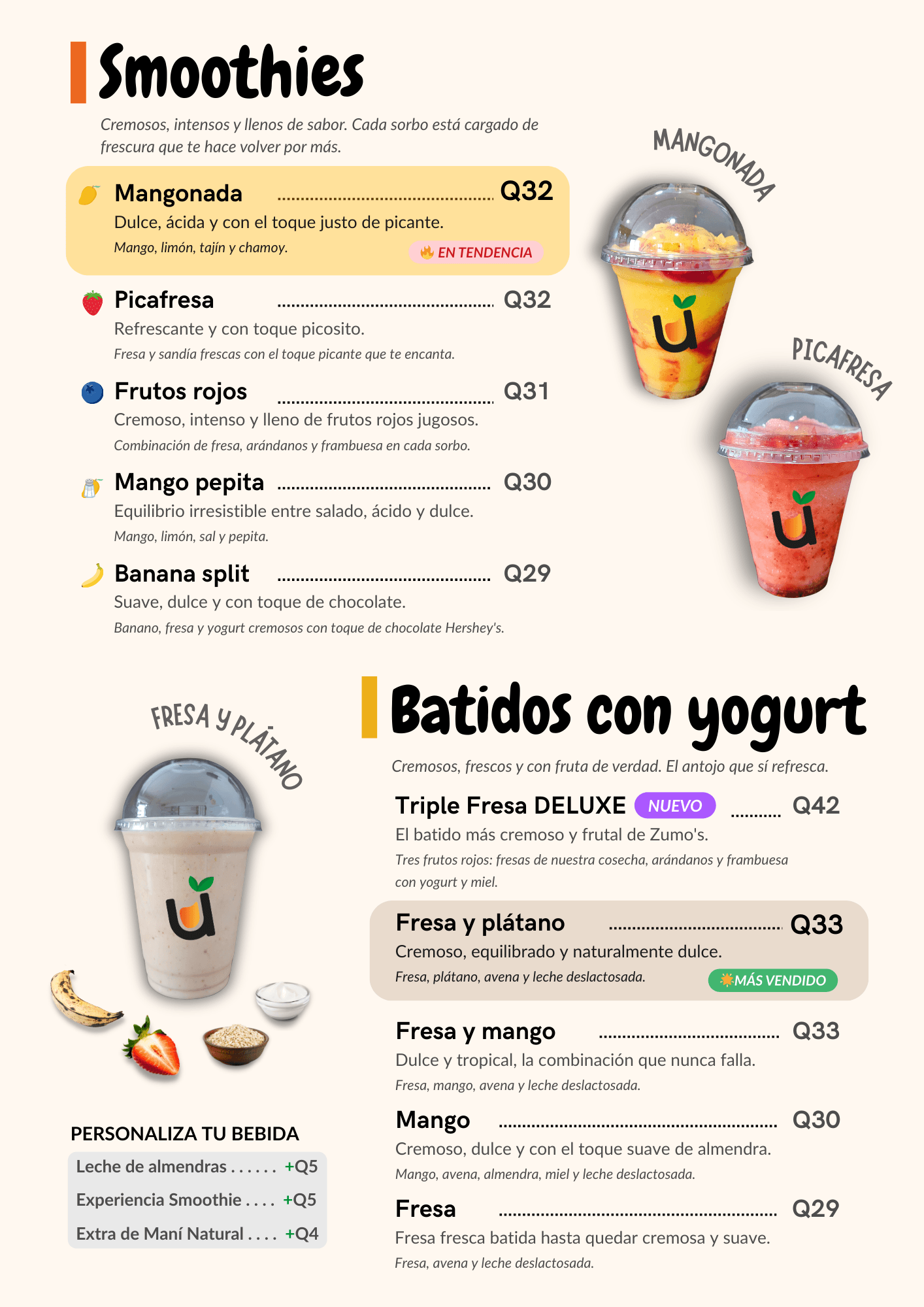 Menú de combinaciones frutales de Zumo's - Página 4